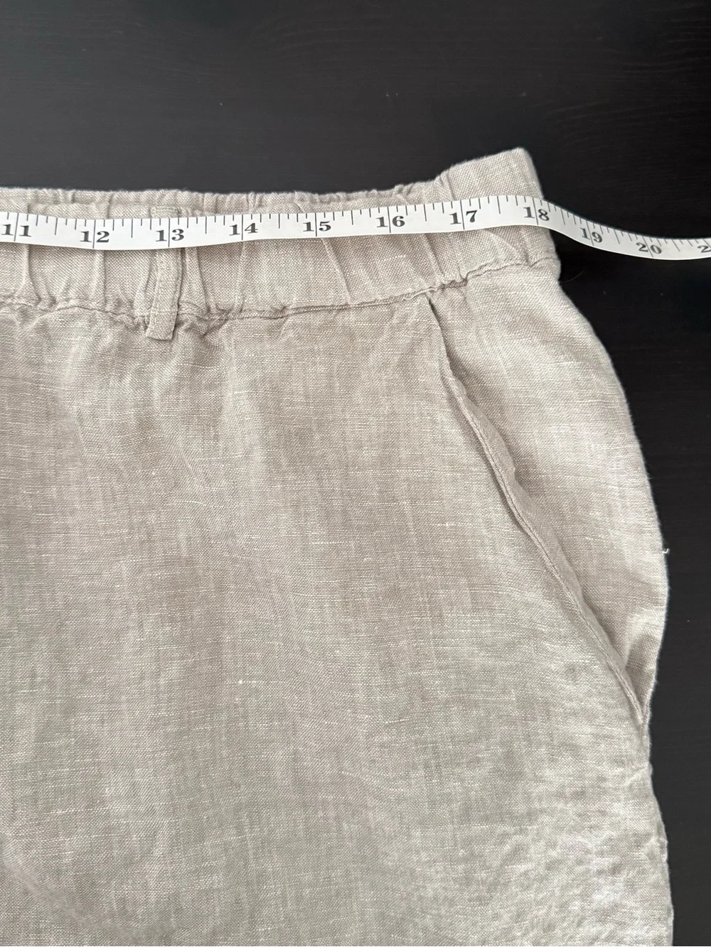Quince 100% European Linen Pants Elastic Waist Flax Beige Womens Sz XL Cropped